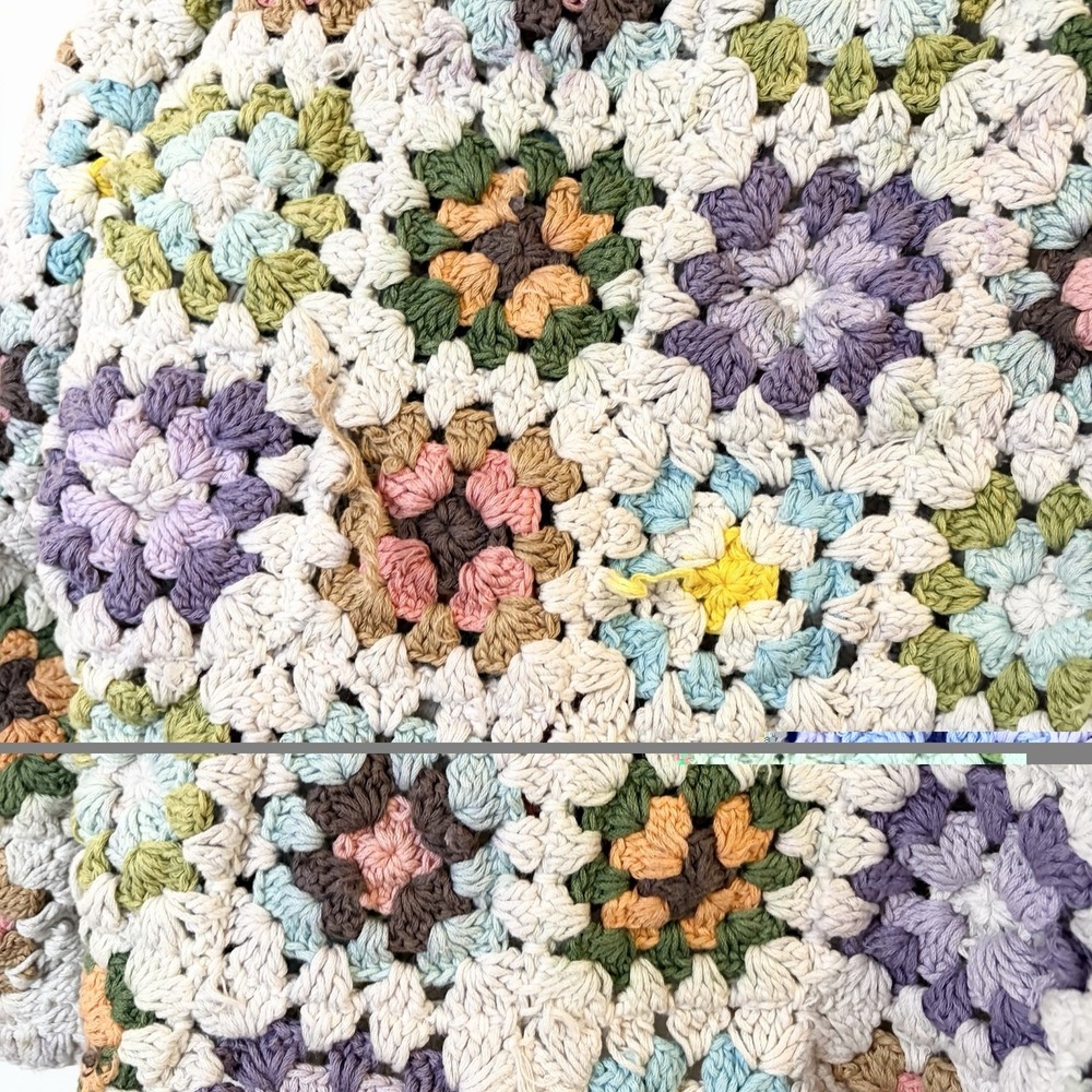 Anthropologie Crochet Granny Square Cardigan Open Boho Chunky Rare HTF OS - Picture 6 of 9